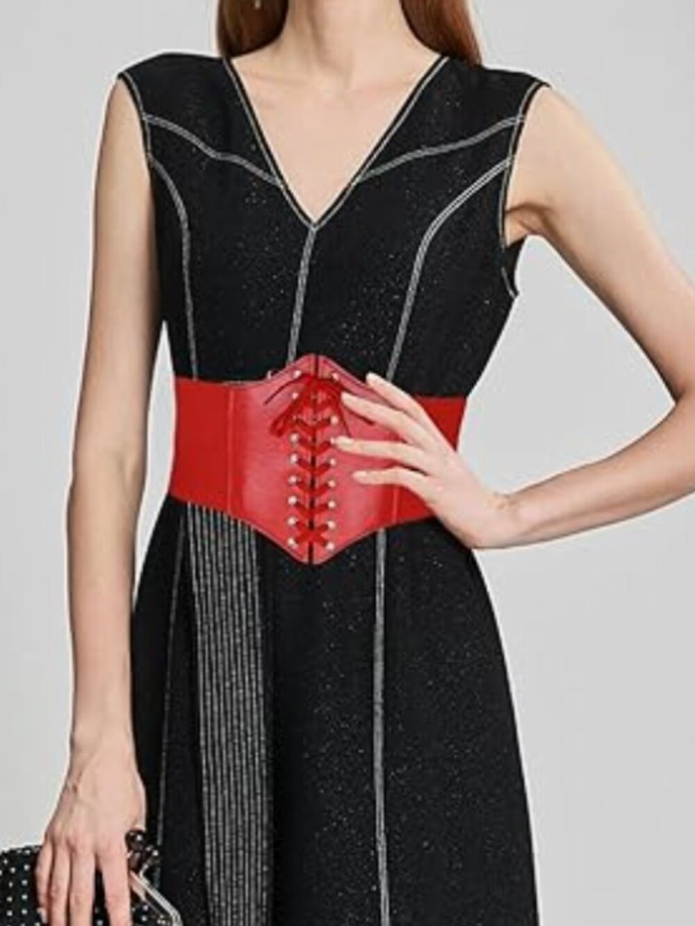 Ayliss Elastic Wide Band Tied Waspie Corset Waist Cincher Belt in Red, NWOT
